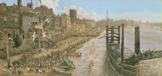 Old Chelsea, The Last Regatta, ca 1871 (olja över etsning på papper monterad ombord)